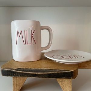 Rae Dunn MILK & COOKIES Mug & Saucer